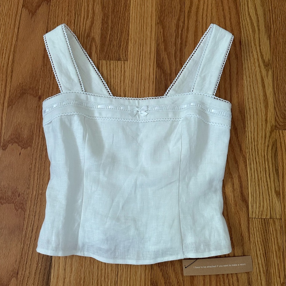 Reformation Eloise Linen Top White NWT